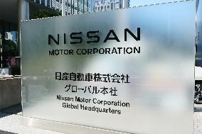 Nissan Motor Global Headquarters signboard and logo